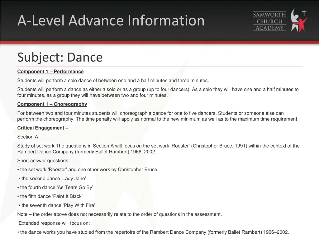 a level advance information