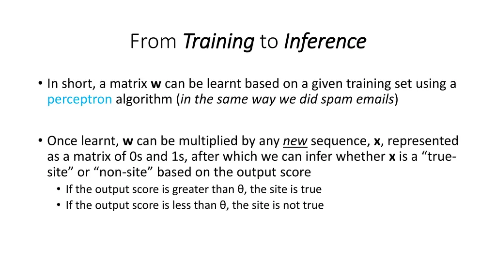 from training training to inference