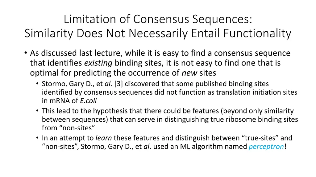 limitation of consensus sequences similarity does