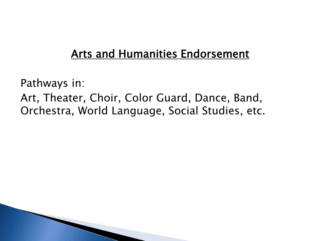 arts and humanities endorsement
