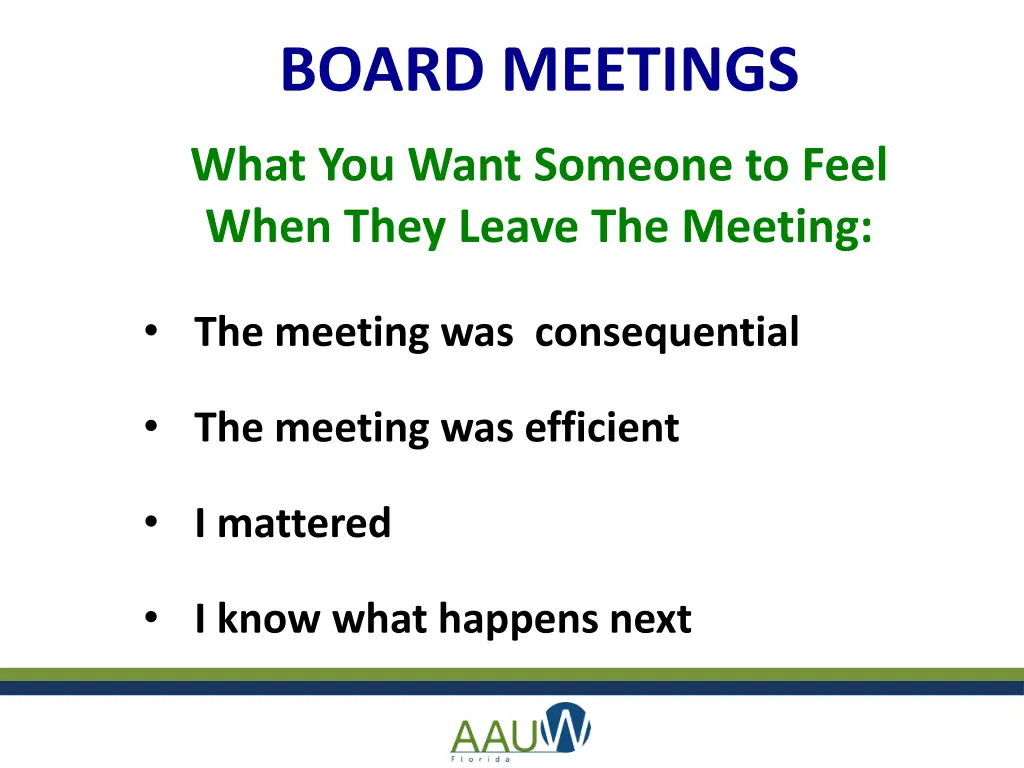 board meetings