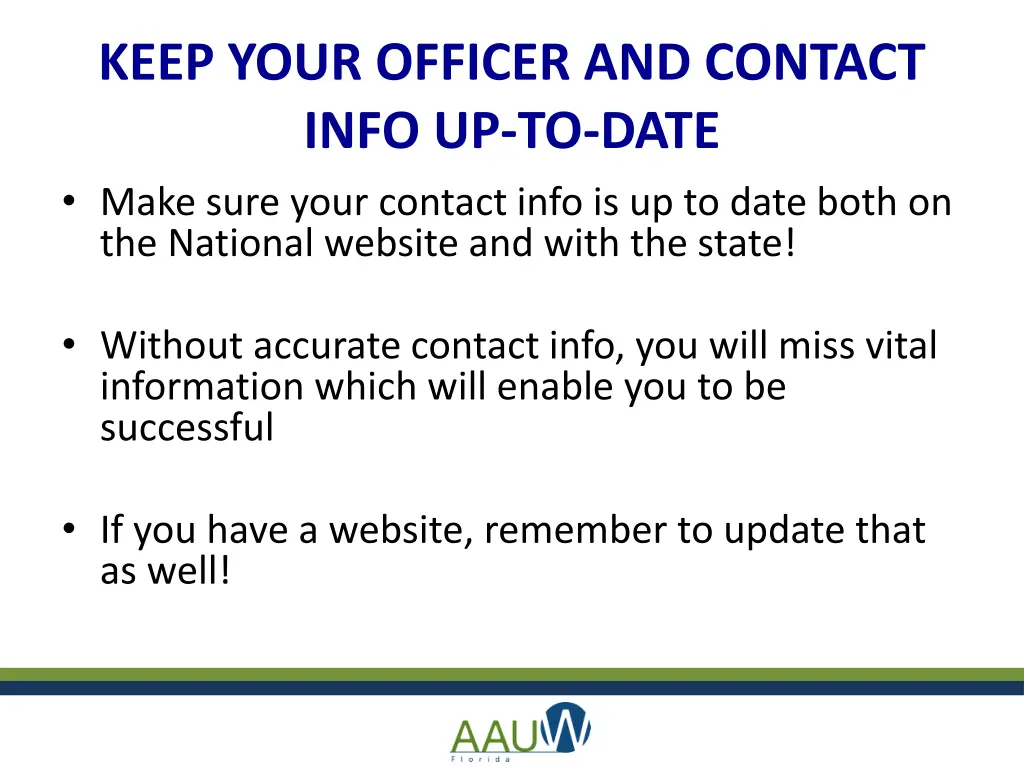 keep your officer and contact info up to date