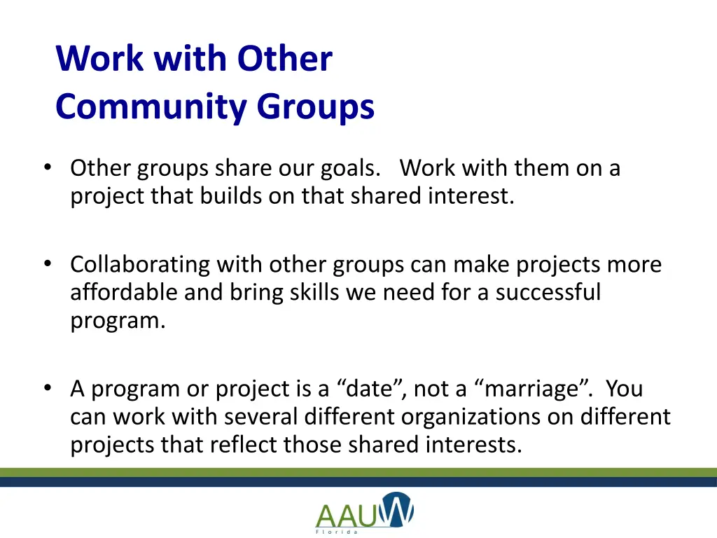 work with other community groups
