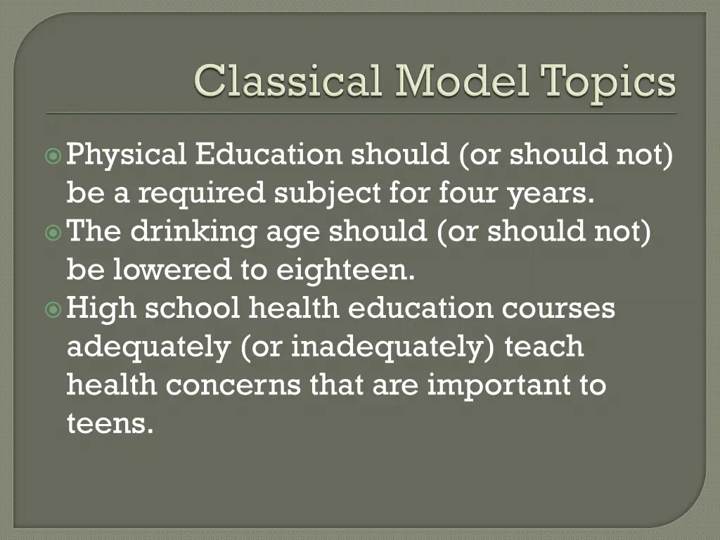 physical education should or should