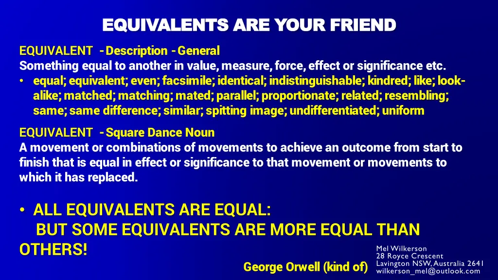 equivalents are your friend equivalents are your 1