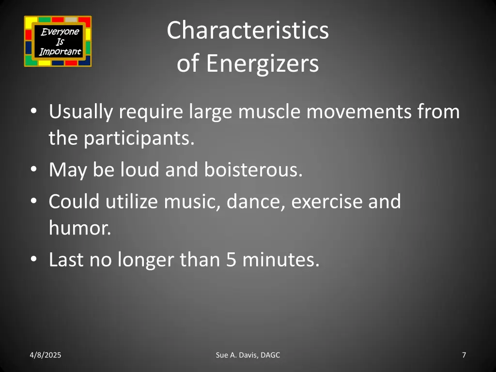 characteristics of energizers