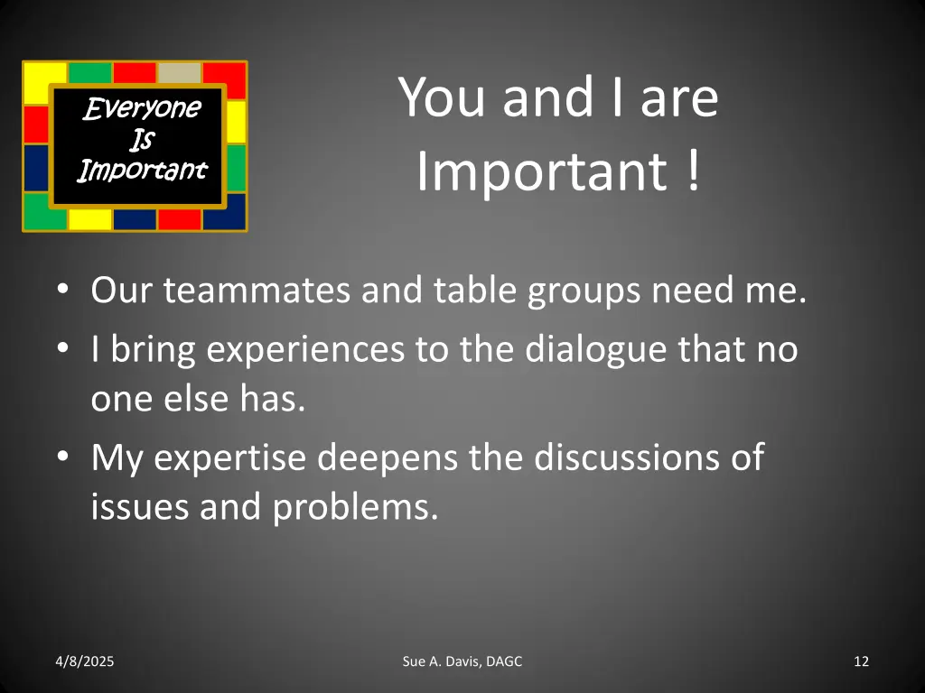 you and i are important
