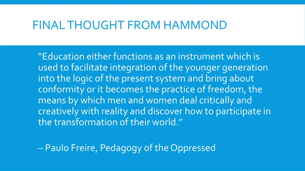 final thought from hammond