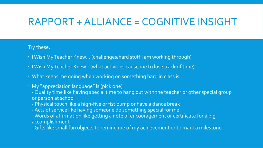 rapport alliance cognitive insight 1