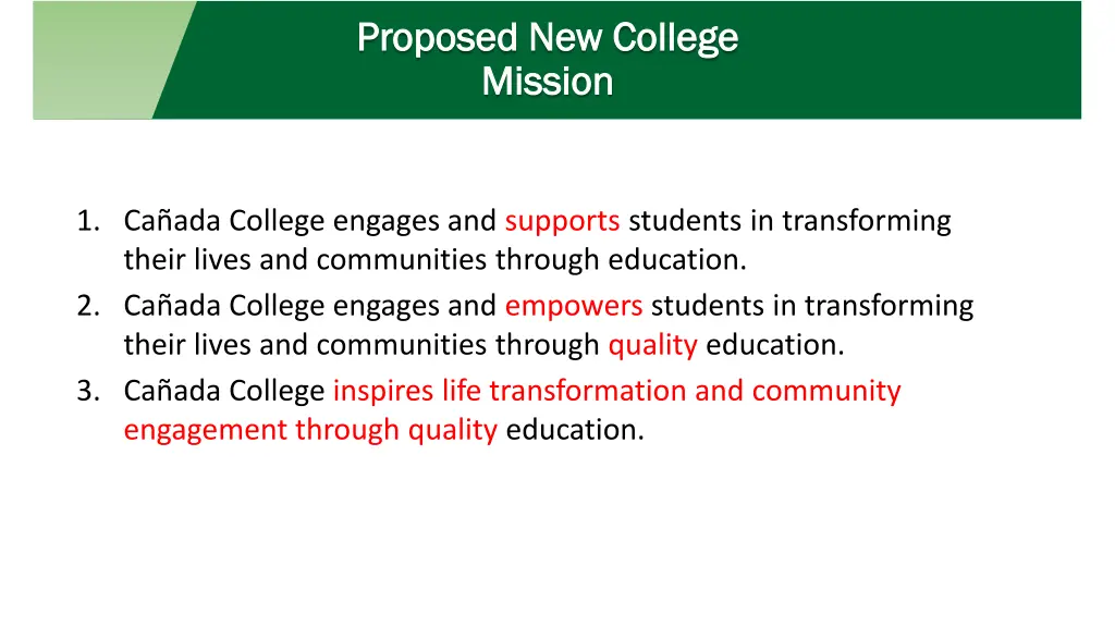 proposed new college proposed new college mission