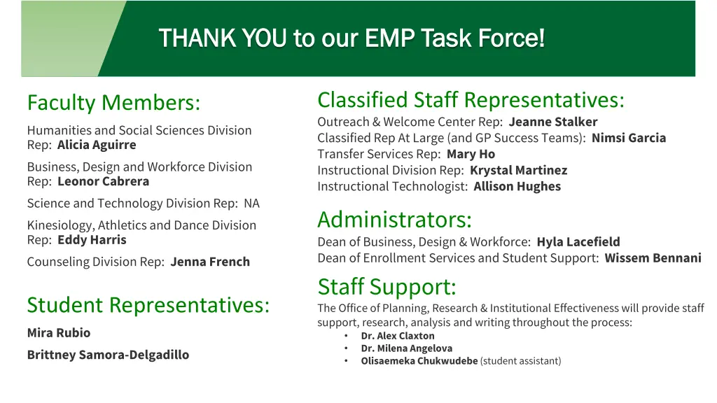 thank you to our emp task force thank