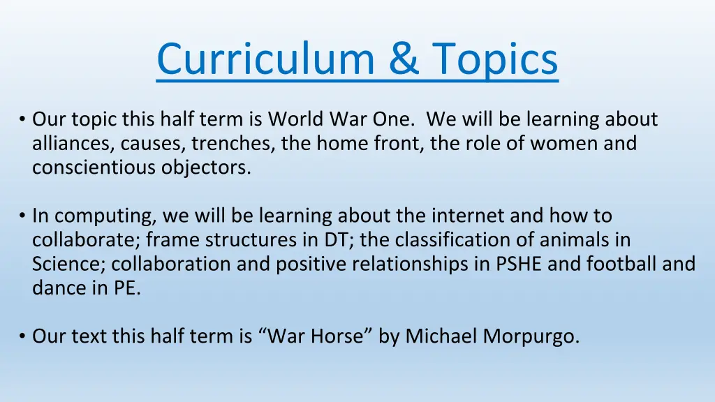 curriculum topics