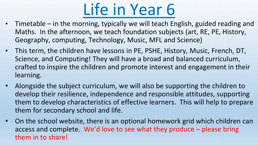 life in year 6 1