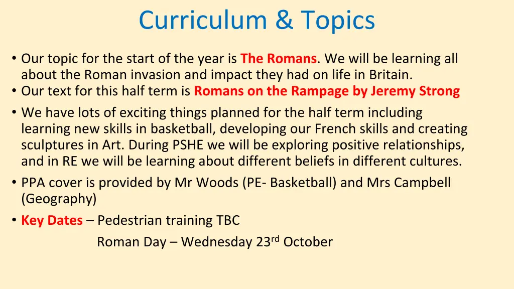 curriculum topics