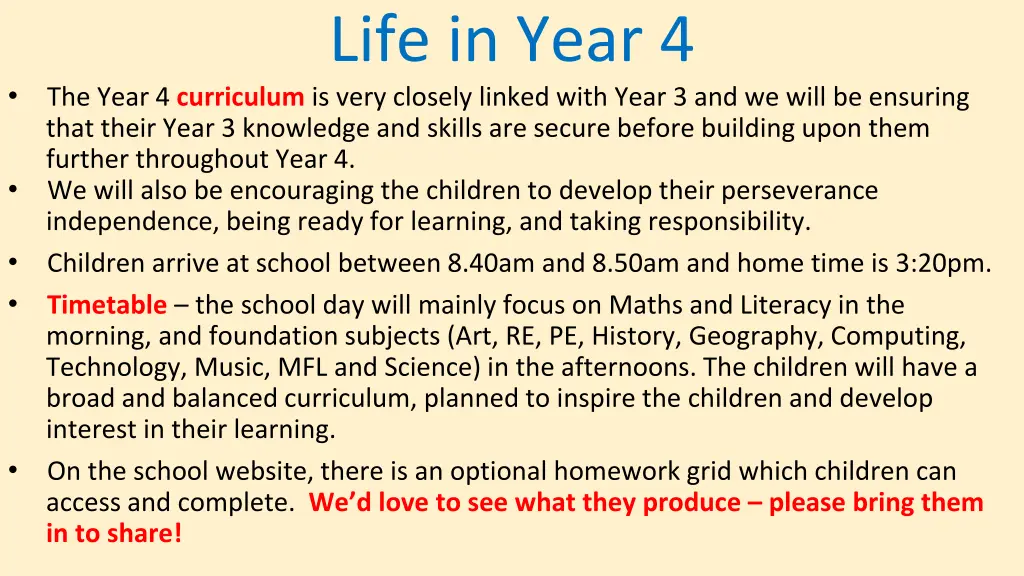 life in year 4