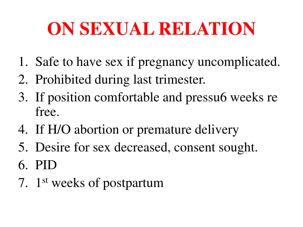 on sexual relation