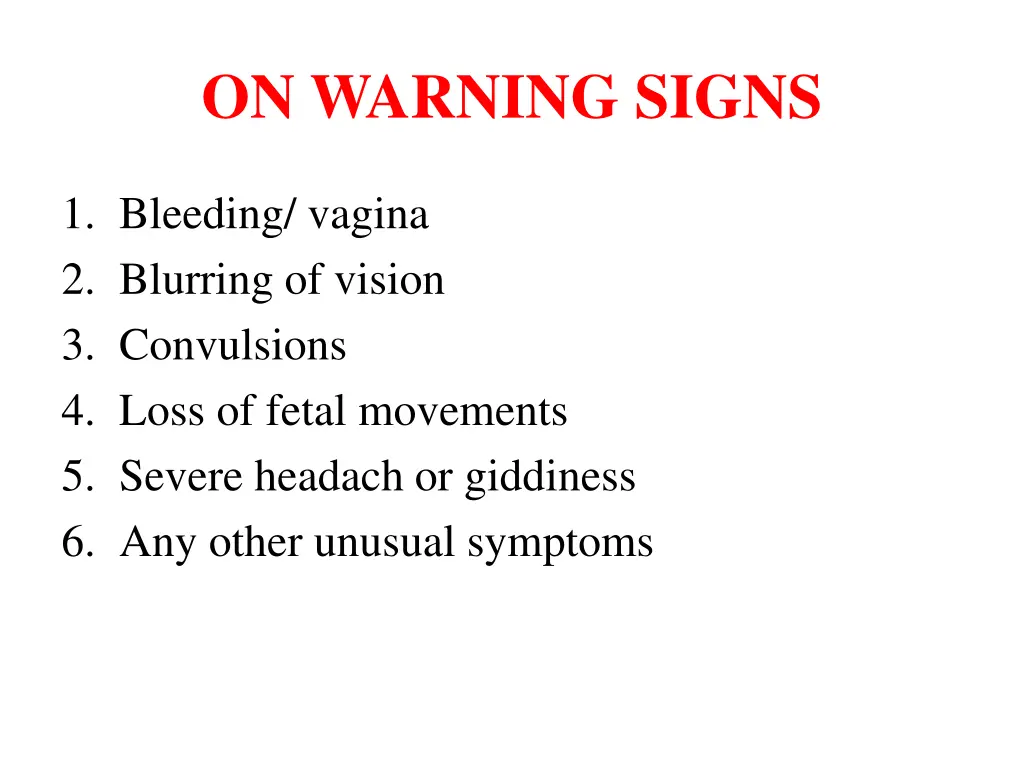 on warning signs