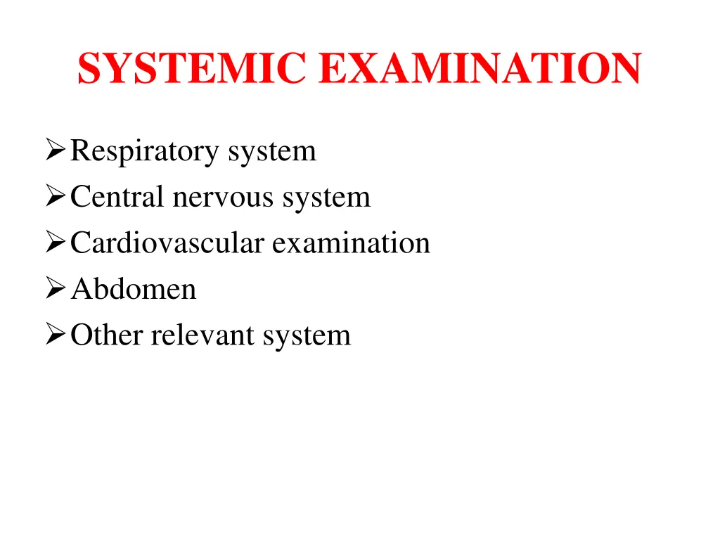 systemic examination