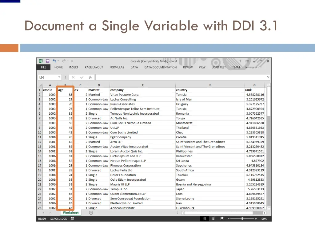 document a single variable with ddi 3 1