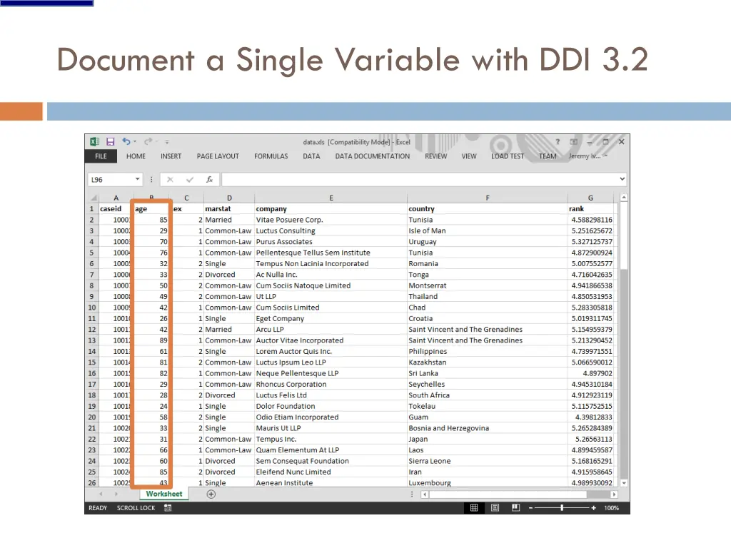 document a single variable with ddi 3 2