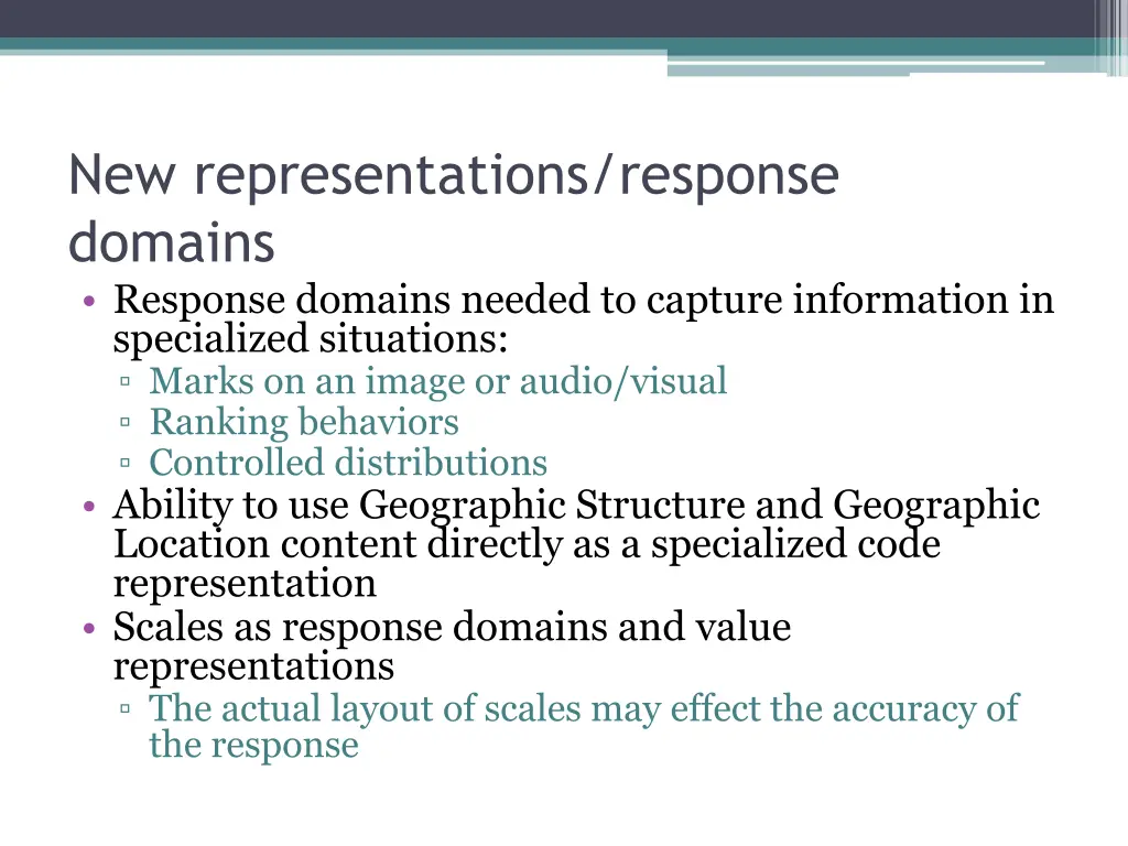 new representations response domains response