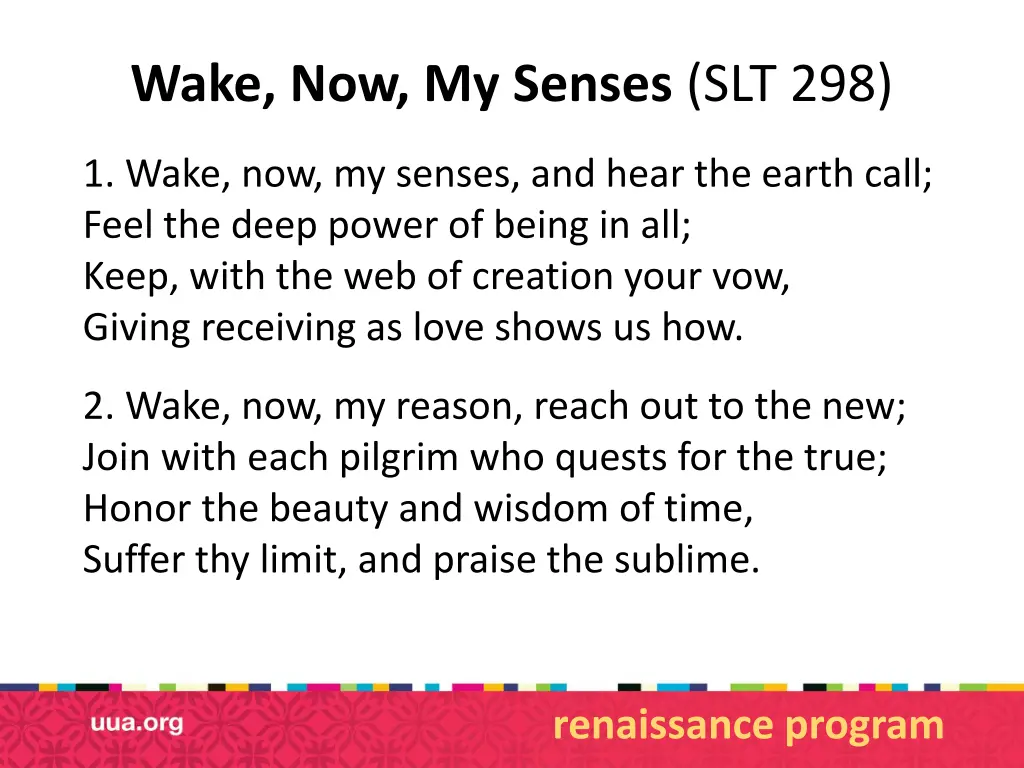 wake now my senses slt 298