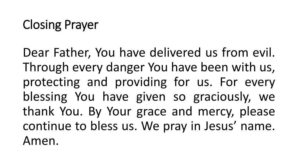 closing prayer closing prayer