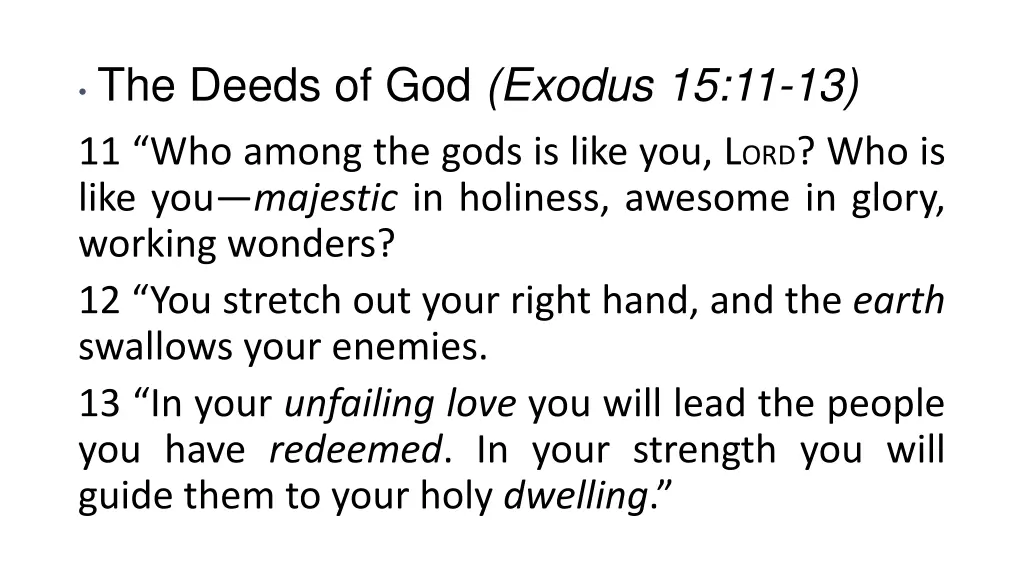 the deeds of god exodus 15 11 13