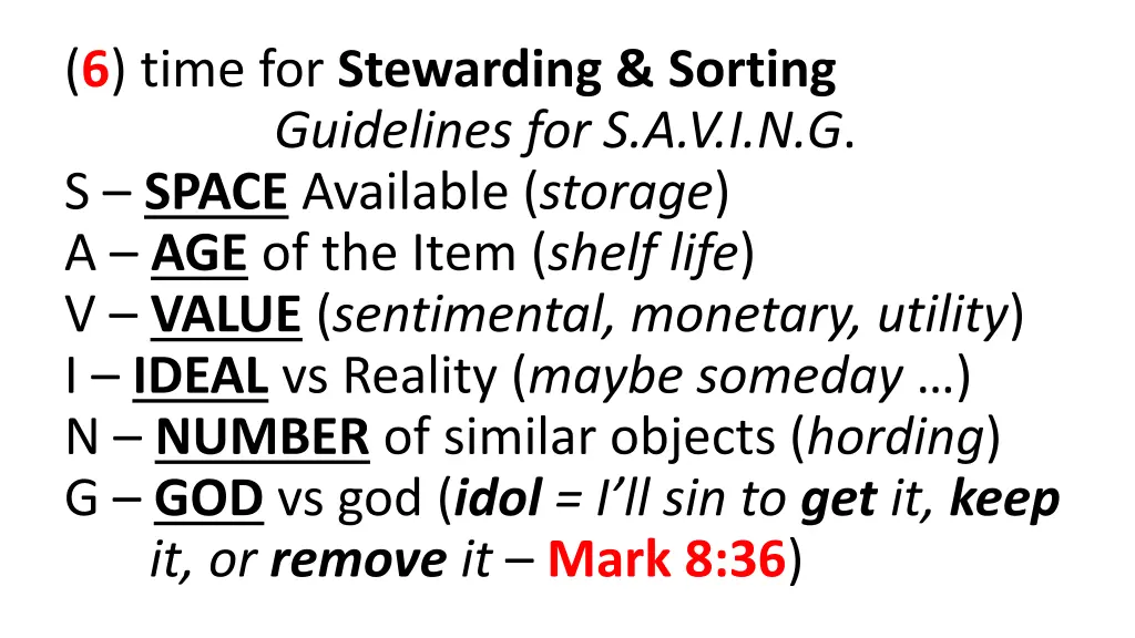 6 time for stewarding sorting guidelines