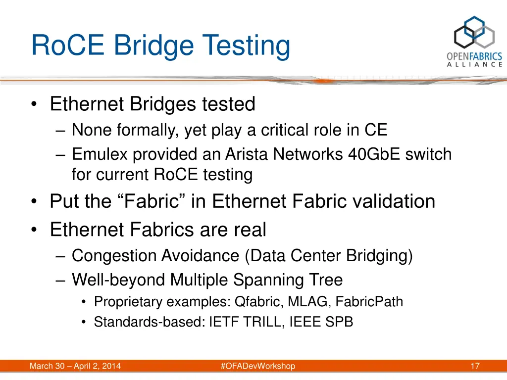 roce bridge testing