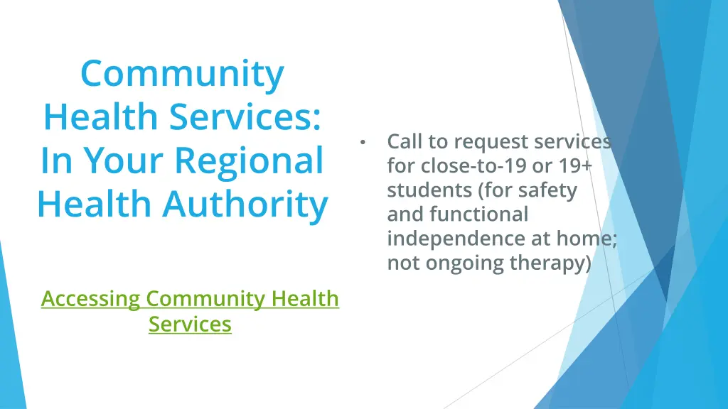community health services in your regional health