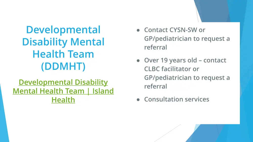 developmental disability mental health team ddmht