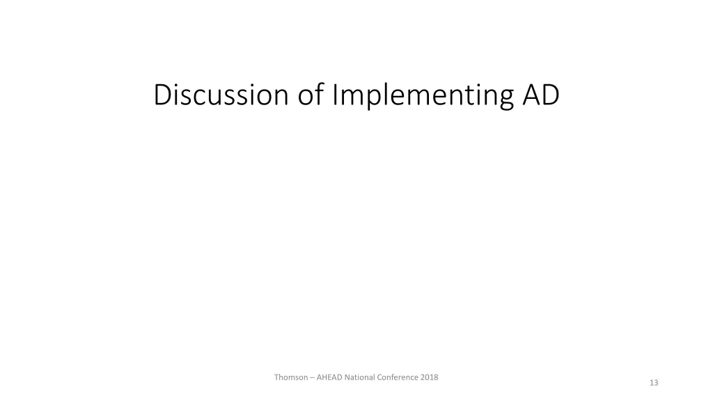 discussion of implementing ad