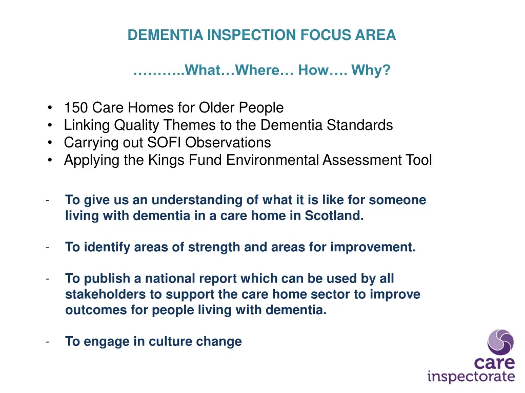 dementia inspection focus area