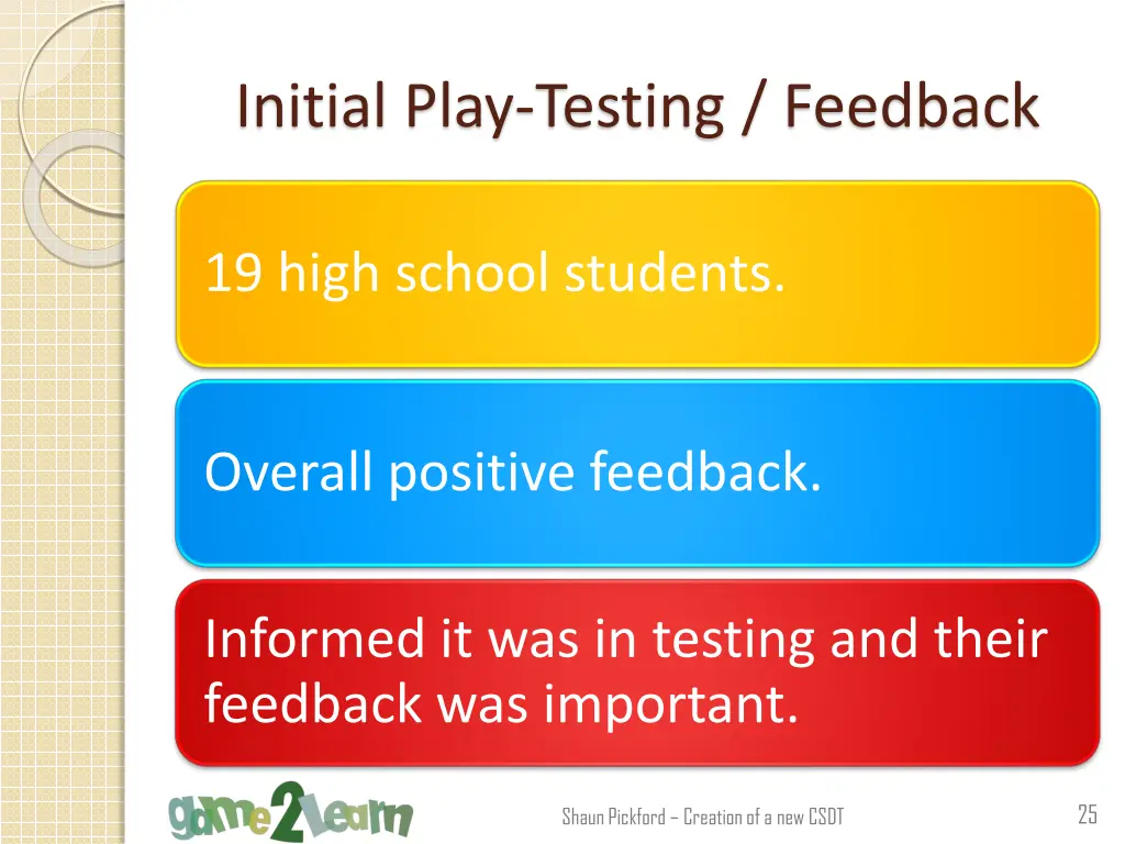 initial play testing feedback