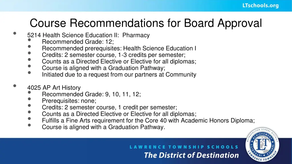 course recommendations for board approval 5214