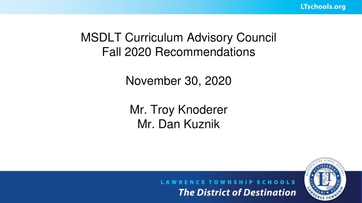 msdlt curriculum advisory council fall 2020