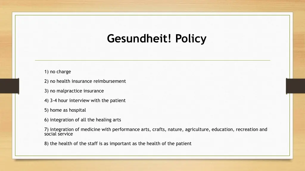 gesundheit policy