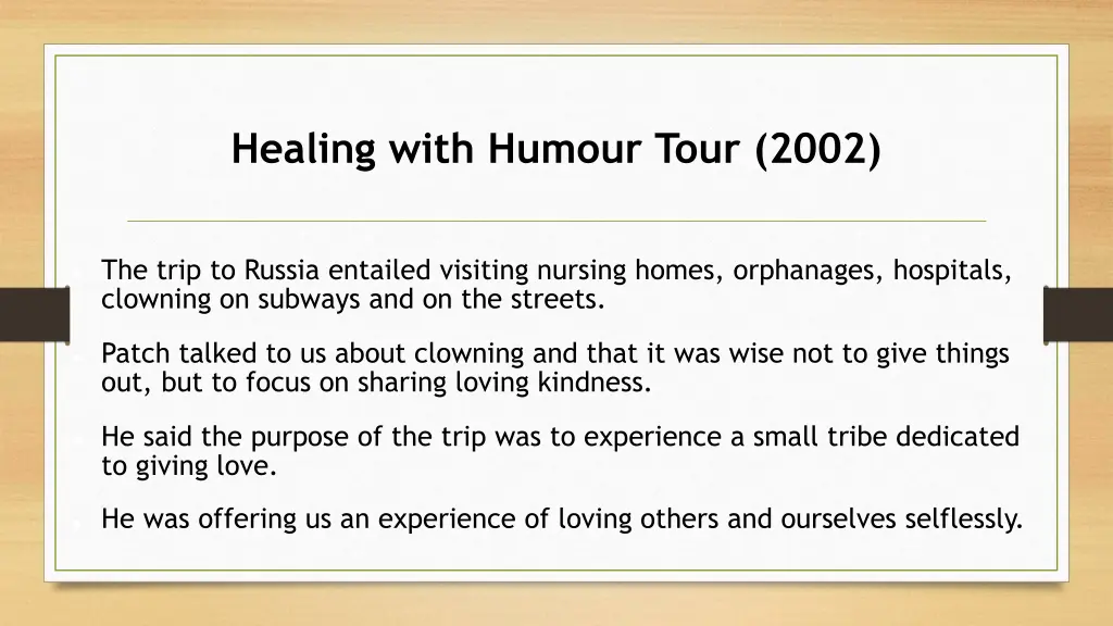 healing with humour tour 2002