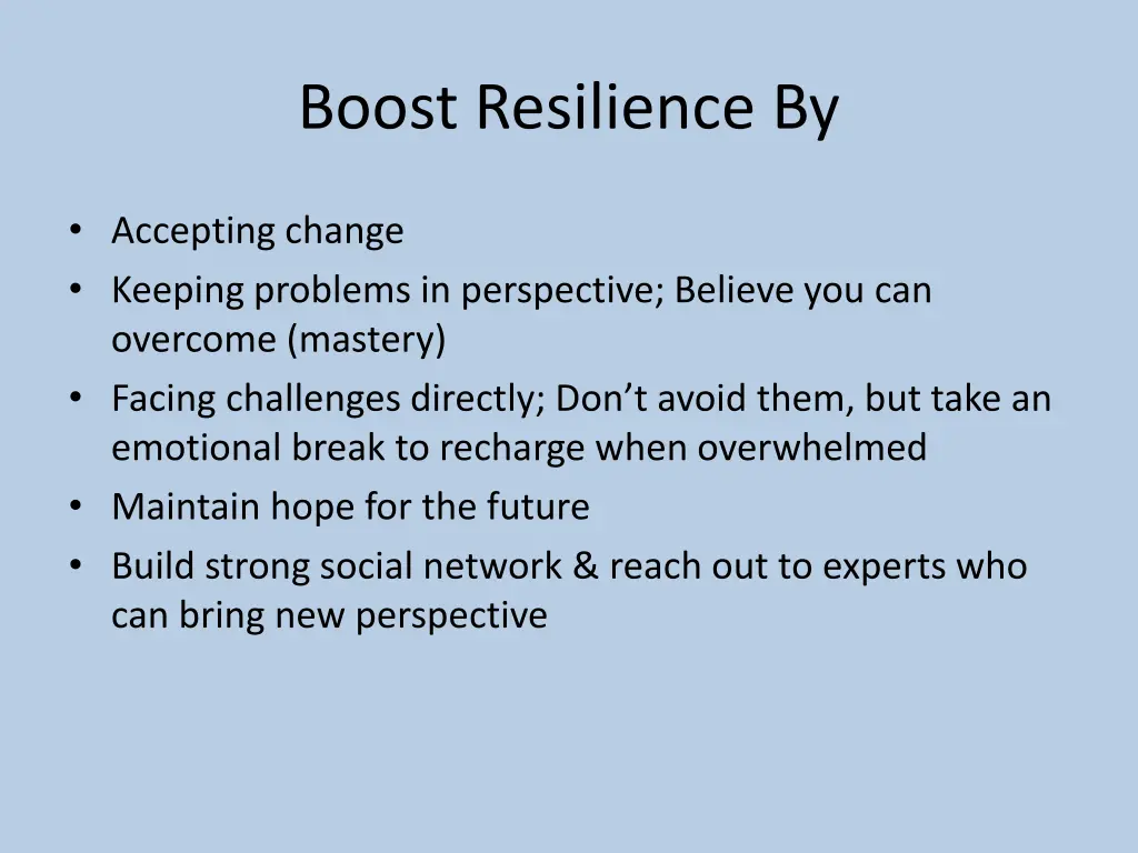 boost resilience by