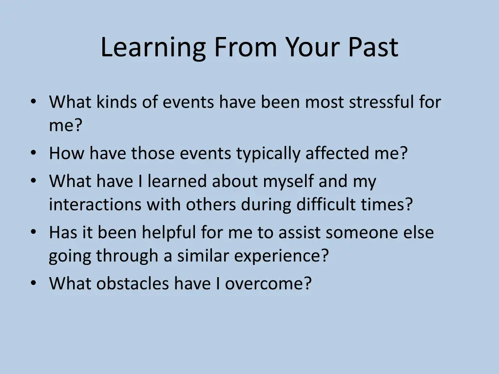 learning from your past