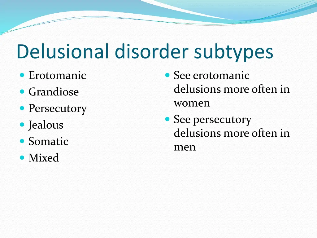delusional disorder subtypes