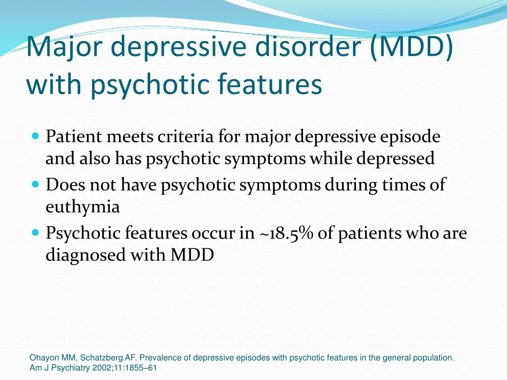 major depressive disorder mdd with psychotic