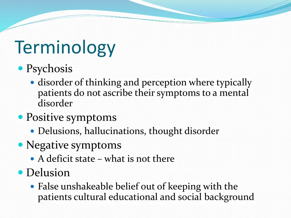 terminology psychosis disorder of thinking