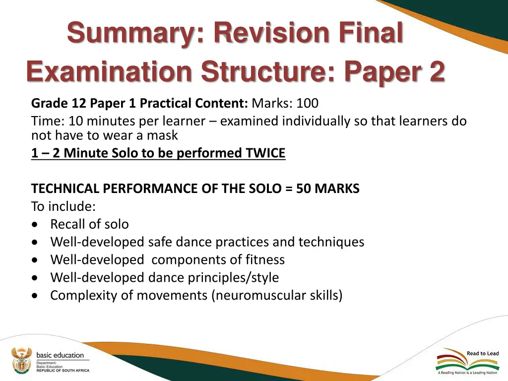 summary revision final examination structure 1