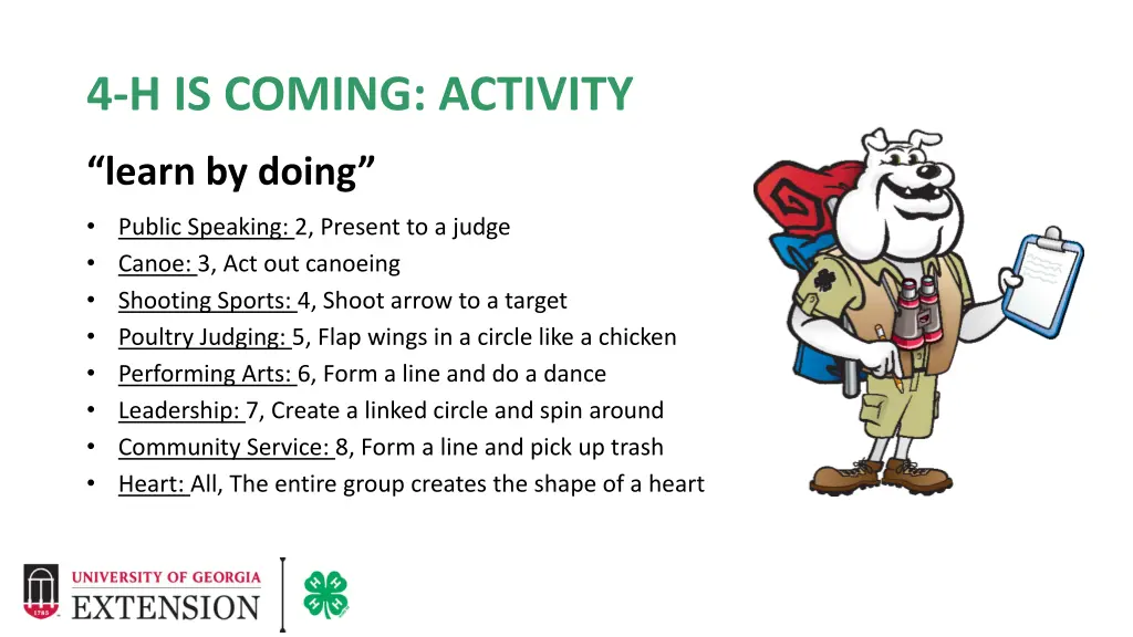 4 h is coming activity