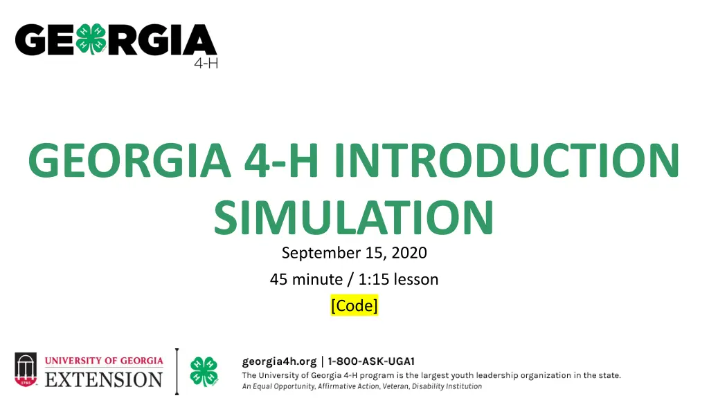 georgia 4 h introduction simulation september