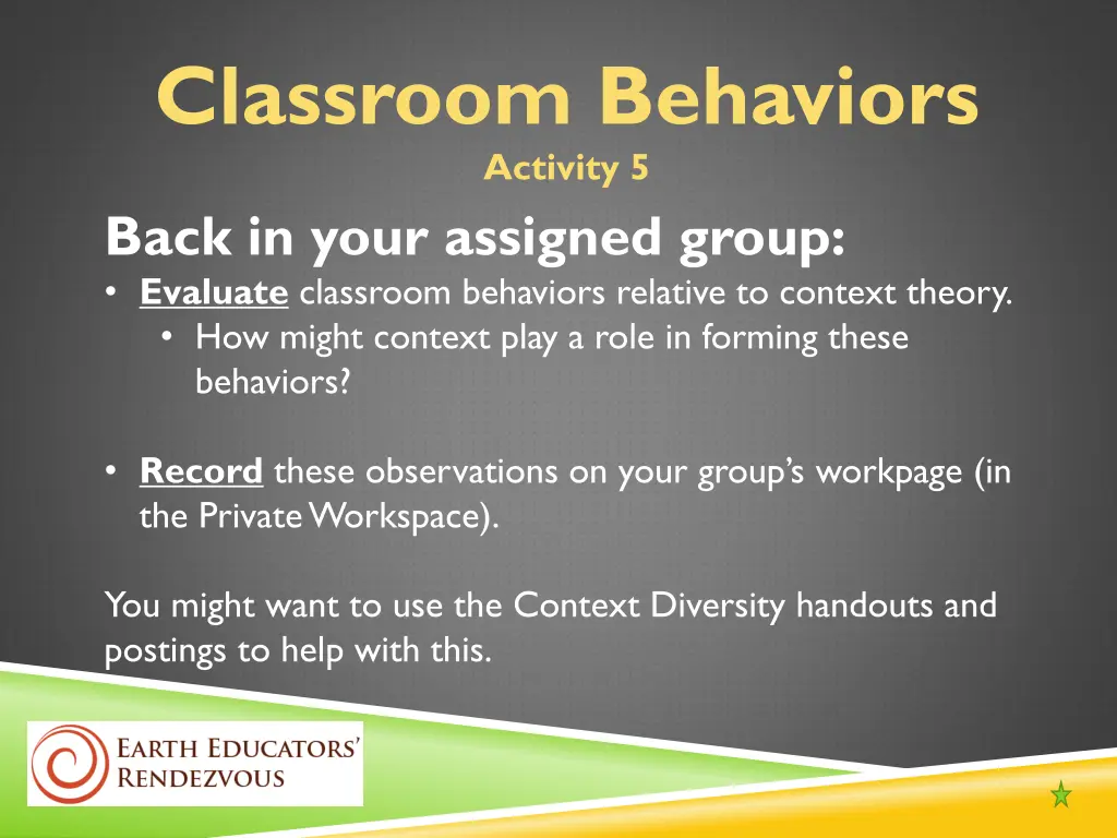 classroom behaviors activity 5