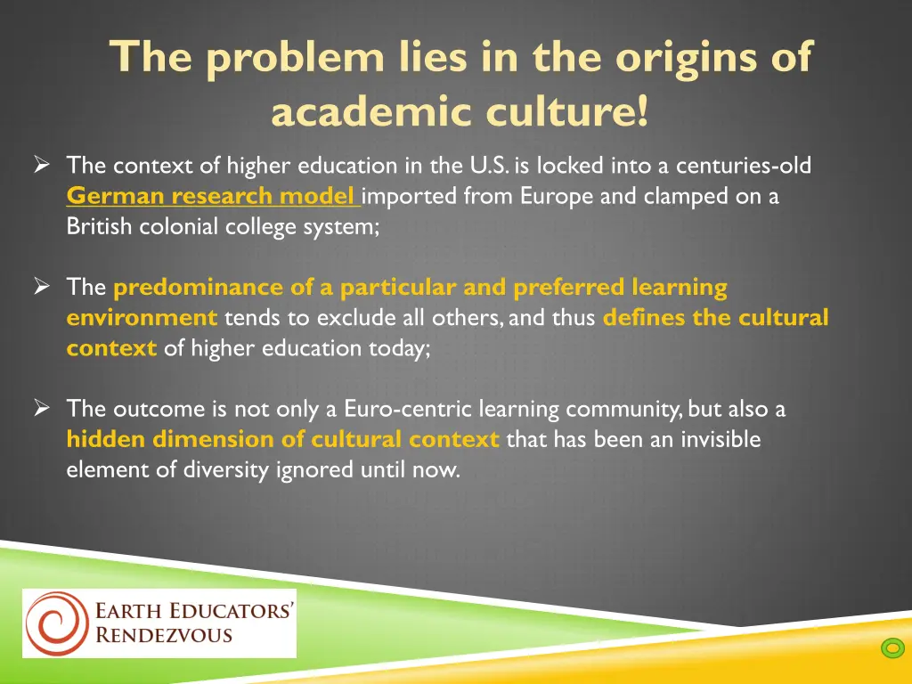 the problem lies in the origins of academic