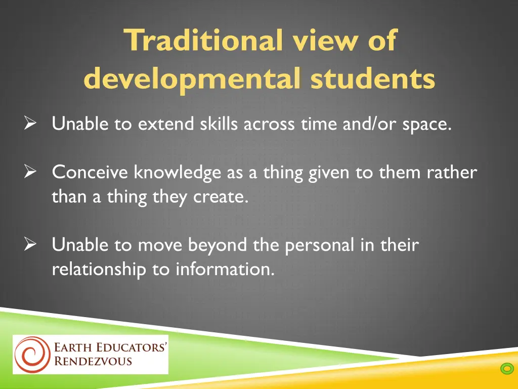traditional view of developmental students 1